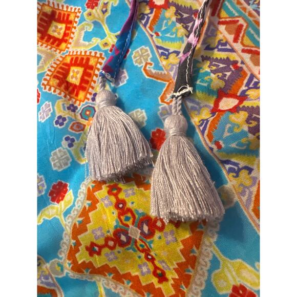 Johnny Was Multicolor Dolman Sleeve Tunic Eyelet Trim, Rayon Small - Picture 10 of 11